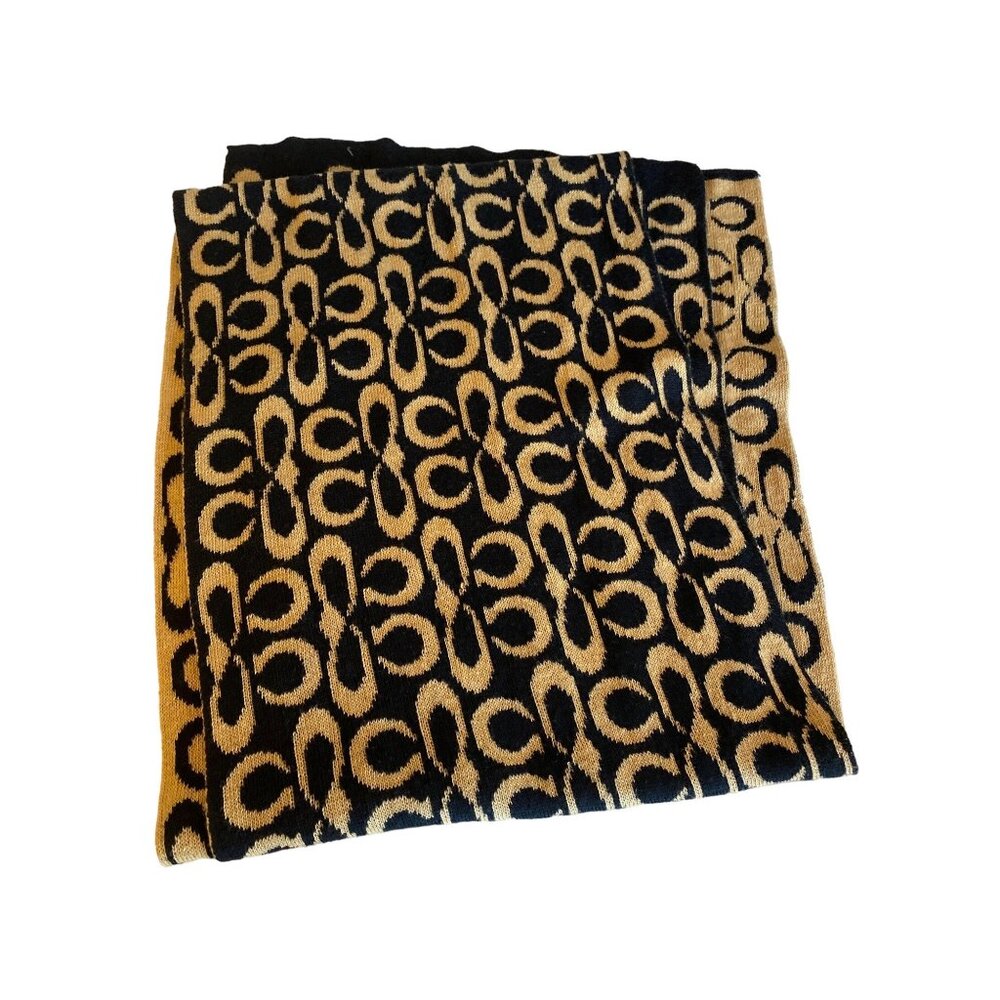 Black & Tan C Logo Signature Horsebit Print Knit Scarf